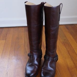 Frye Abbey Plate Tall Boots 6.5 Brown Leather